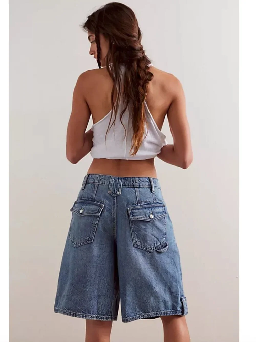 Free People We The Free Rue Denim Long Shorts
